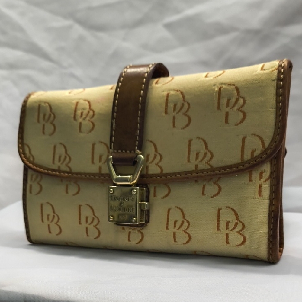 Dooney & Bourke Tan and Brown Logo Wallet vintage